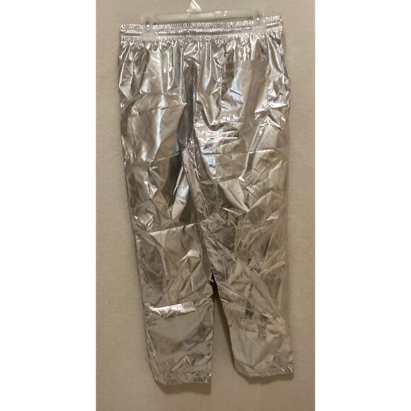 Silver Metallic Jogger Pants With Elastic Waist & Drawstring For Men/Women - Shi - Picture 4 of 5